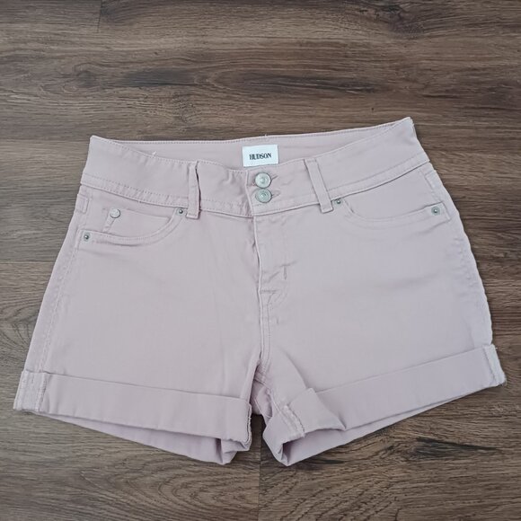 Hudson ‘Ruby Short’ Folded Cuff Dusty Pink Stretch Denim Size 29 Low Rise - Picture 1 of 6